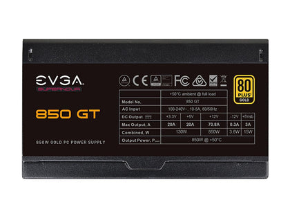 EVGA SuperNOVA 850 GT 220-GT-0850-Y1 850 W ATX12V / EPS12V 80 PLUS GOLD Certified Full Modular Active PFC Power Supply