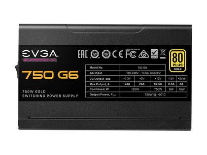 EVGA SuperNOVA 750 G6 220-G6-0750-X1 750 W ATX12V / EPS12V 80 PLUS GOLD Certified Full Modular Active PFC Power Supply