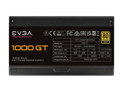 EVGA SuperNOVA 1000 GT 220-GT-1000-X1 1000 W ATX12V / EPS12V 80 PLUS GOLD Certified Full Modular Active PFC Power Supply