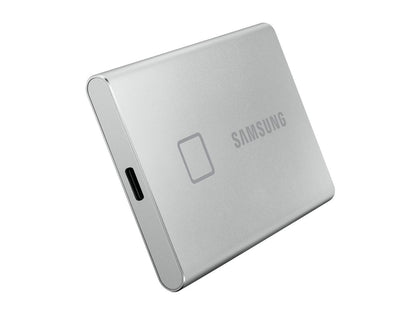 SAMSUNG T7 Touch Portable SSD 500GB - Up to 1050 MB/s - USB 3.2 External Solid State Drive, Silver (MU-PC500S/WW)
