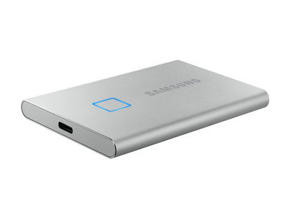 SAMSUNG T7 Touch Portable SSD 2TB - Up to 1050 MB/s - USB 3.2 External Solid State Drive, Silver (MU-PC2T0S/WW)