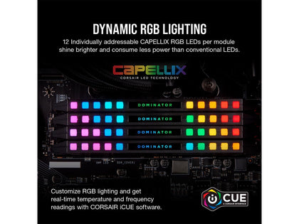 Corsair Dominator Platinum RGB DDR5 32GB (2x16GB) 6200MHz C36 Intel Optimized Desktop Memory (Onboard Voltage Regulation, Patented CORSAIR DHX Cooling, 12 Ultra-Bright CAPELLIX RGB LEDs) Black