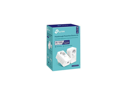 TP-Link AV1000 Powerline Ethernet Adapter (TL-PA7017P KIT) - Gigabit Port, Plug and Play, Extra Power Socket for Additional Devices, Ideal for Smart TV