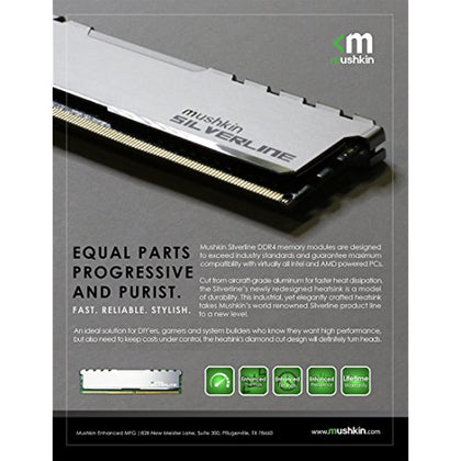 Mushkin SILVERLINE Series – DDR4 Desktop DRAM – 32GB (2x16GB) UDIMM Memory Kit – 2400MHz (PC4-19200) CL-17 – 288-pin 1.2V RAM – Non-ECC – Dual-Channel – Stiletto V2 Silver Heatsink – (MSL4U240HF16GX2)