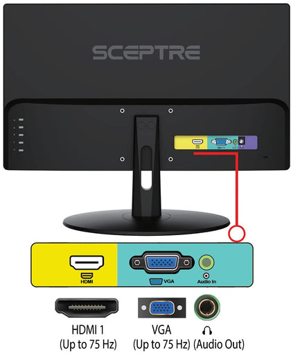 Sceptre 20 inch LED Monitor 1600 x 900 HD+ 75Hz HDMI VGA Build-in Speakers, 99% sRGB Wall Mount Ready Black 2021 (E205W-16003RTT)