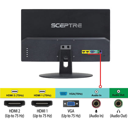 Sceptre E249W-19203R 24-inch FHD LED Gaming Monitor 2X HDMI VGA 75Hz Build-in Speakers, Machine Black (Renewed)