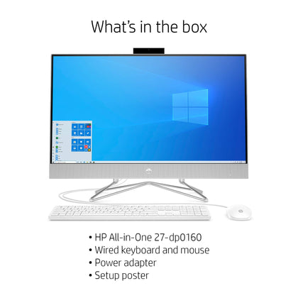 HP 27-inch Touchscreen All-in-One Desktop Computer, AMD Ryzen 5 4500U Processor,16 GB RAM, 512 GB SSD, Windows 10 Home (27-dp0160, Silver)