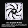 Thermaltake CT140 PC Cooling Fan White (2-Fan Pack), Daisy-Chain design, Fan speeds up to 1500 RPM, 140 mm Hydraulic bearing fan, Anti-vibration mounting, CL-F152-PL14WT-A