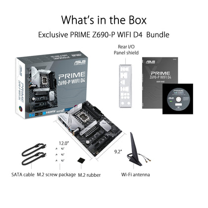 ASUS Prime Z690-P WiFi D4 LGA 1700 Intel 12th Gen ATX Motherboard- PCIe 5.0, DDR4, 14+1 Power Stages, 3x M.2, WiFi 6, Bluetooth v5.2, 2.5Gb LAN, Front Panel USB 3.2 Gen 1 USB Type-C, Thunderbolt 4