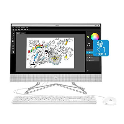 HP 24-inch All-in-One Touchscreen Desktop Computer, AMD Ryzen 5 4500U Processor, 12 GB RAM, 512 GB SSD, Windows 10 Home (24-dp0160, Silver) (Renewed)